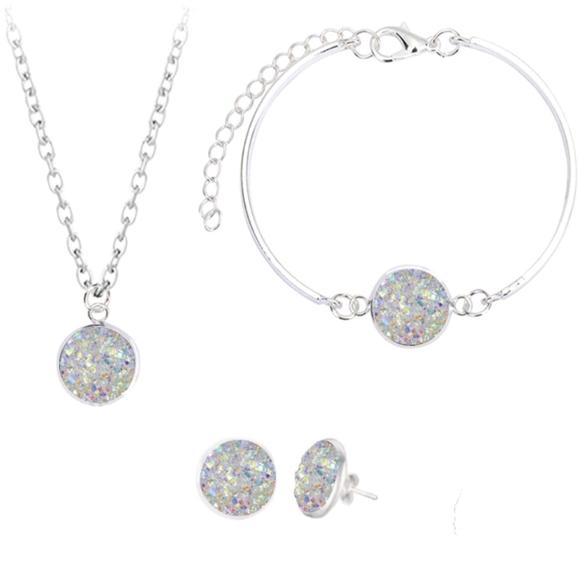 *New!* White Druzy 3-Piece Jewelry Set - Picture 1 of 2
